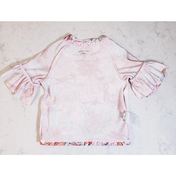 Janie & Jack Girls Ruffle L/S Pink Floral Rash Guard Swim Top US Size 4 - Picture 8 of 11